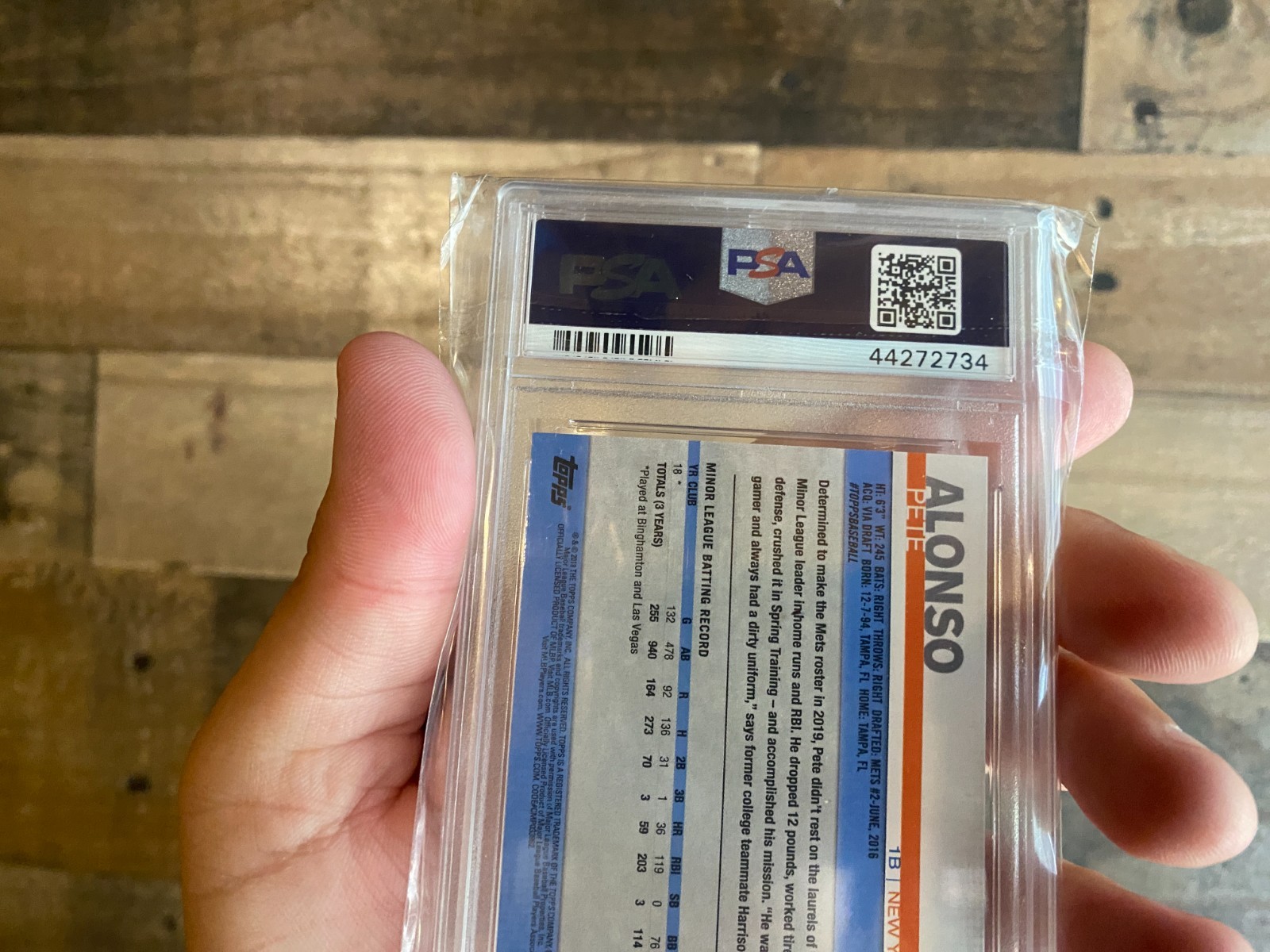 Pete Alonso Rookie Card 2019 Graded 9 Mint PSA Topps New York Mets Slab 475 MLB view 5