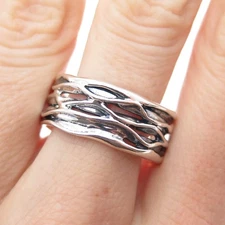 HAGIT GORALI 925 Sterling Silver Vintage Modernist Nest Band Ring Size 10.25