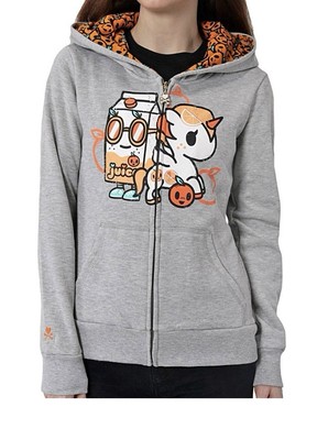 Tokidoki Citrus Cuties Hoodie Orange Juice Unicorn Gray Graphic Size  Women’s M