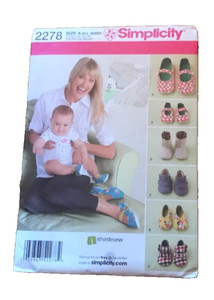Simplicity Misses' Shoes and Baby Shoes In Three Sizes Pattern 2278 (S, M, L)