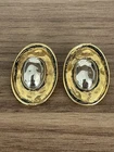 Jana Earrings Gold Silver Tone Clip On Costume Jewellery Vintage Oval Round 80’s
