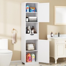 Tall Bathroom Storage Cabinet with Freestanding Adjustable Shelves