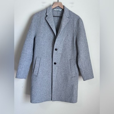 ZARA Wool Blend Coat Women's Medium Tailored Double Button Car Coat Oversized