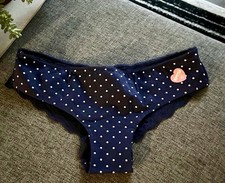 NWT M VICTORIA'S SECRET PINK Navy Blue Polka Dot Vintage Hipster Panties Medium