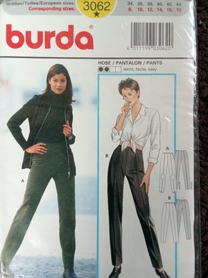 Burda 3062 Hose Schnittmuster Gr. 34 44 Stretchhose Vintage 90er