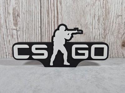 CS:GO 3D Logo - Counter-Strike Gaming Deko - Reliefplatte Schwarz & Weiß eSport