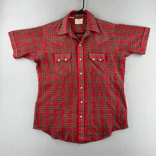 Vintage Dee Cee Brand Western Shirt Mens Large 24x31 80s Sawtooth Pearl Snap USA