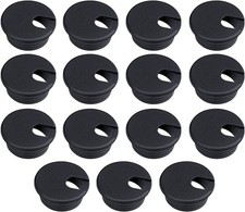 15-Pack Round Desk Grommets for Cable Management   Black