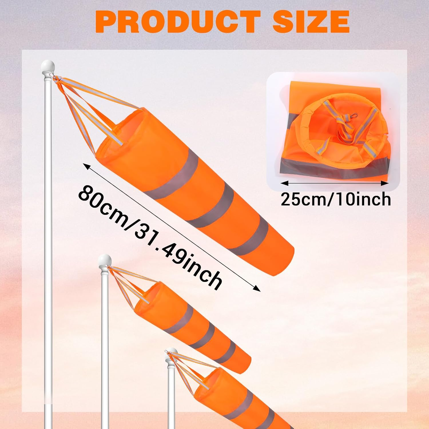 Windssocks 4 Pcs Airport Windsocks Measurement Sock Bag with Reflective Belt ...
