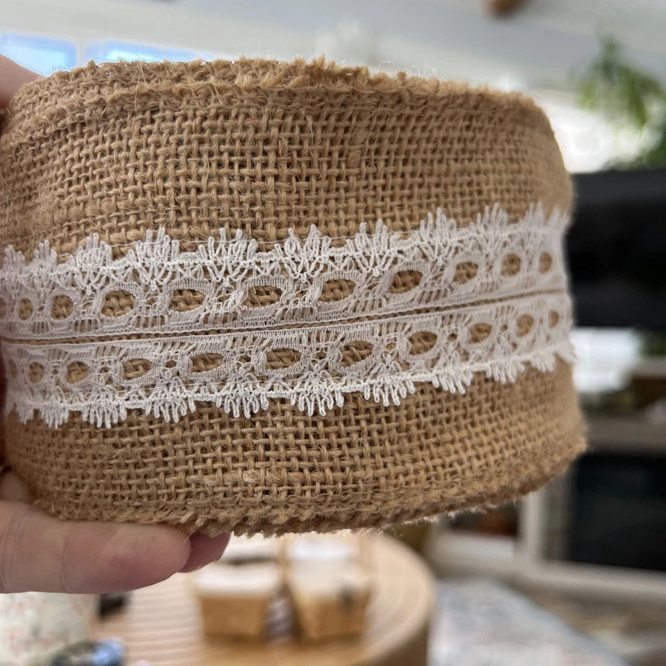 Natural Jute Burlap Ribbon Roll Wedding Decor Lace Party Supplies DIY Crafts - Image 3 of 4