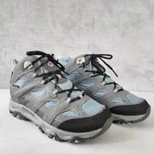 Merrell Waterproof Hiking Boots Girls Size 3.5 Youth Kids Grey Blue Moab 3
