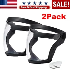 2x Anti-fog Shield Safety Full Face Super Protective Head Cover Transparent Mask