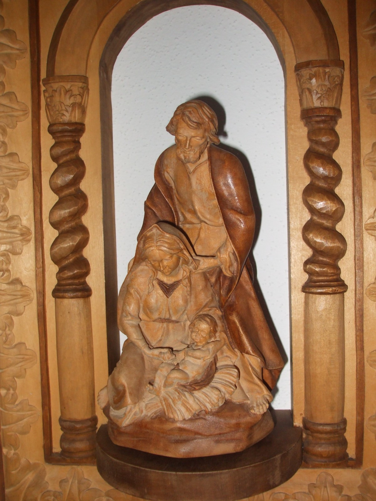 ÄLTERE WERTVOLLE SELTENE BLOCKKRIPPE LINDENHOLZ IM RAHMEN - OBERAMMERGAU