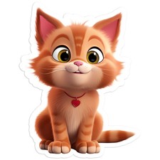 Cartoon Orange Cat Collar - Vinyl Decal Sticker - Car Window Laptop - 1519