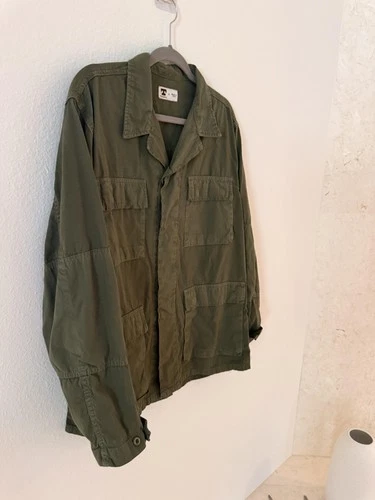 Tellason Jacket Mens Medium Green Cotton Military Field Utility Made In Italy image 8