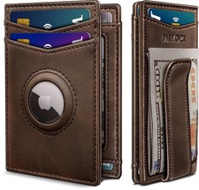 Airtag Wallet for Men- with Money Clip Gift Boxed, Magnetic Closure Slim Genu...
