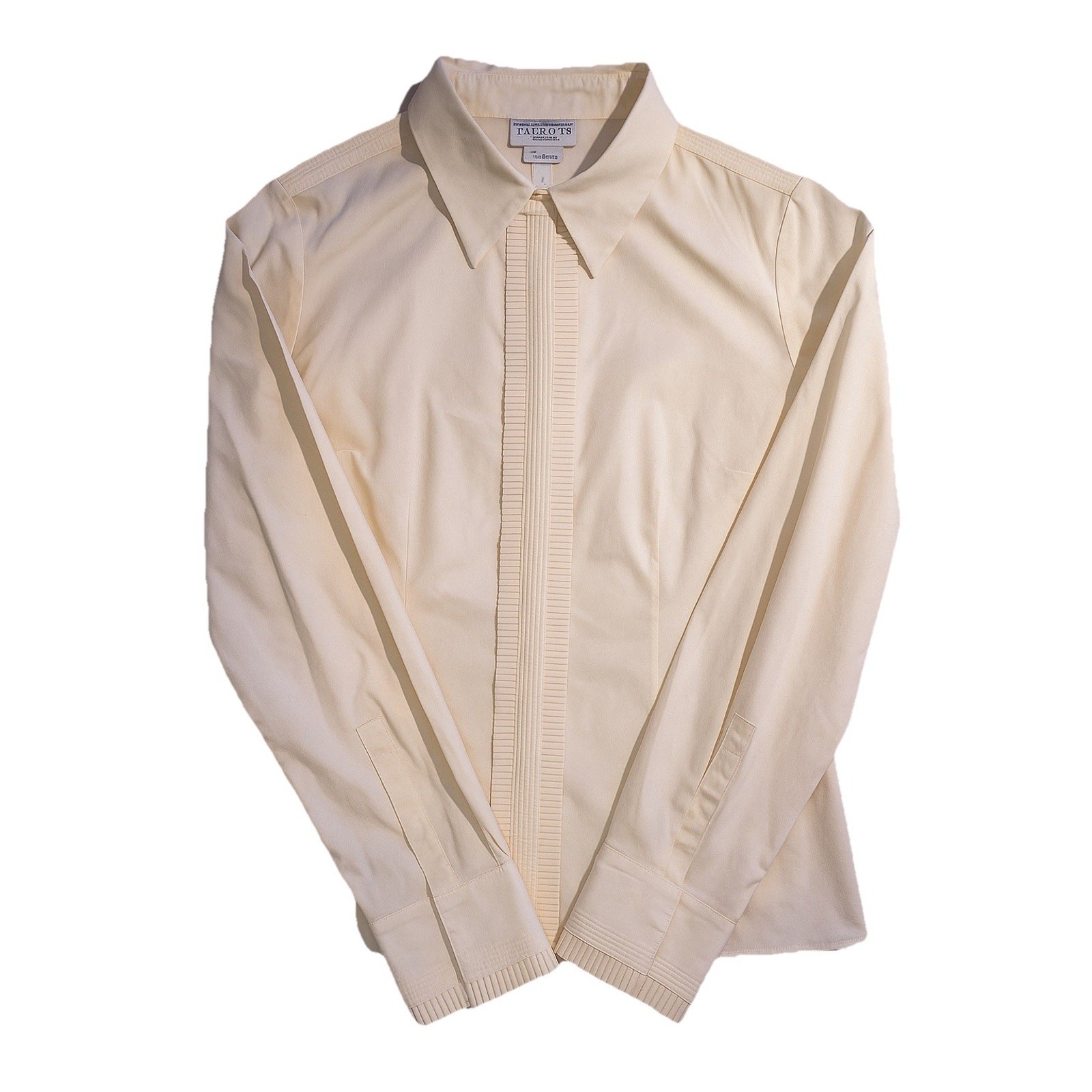 Vintage Talbots Collection Ivory Pleated Front Shirt Womens 12 Stretch
