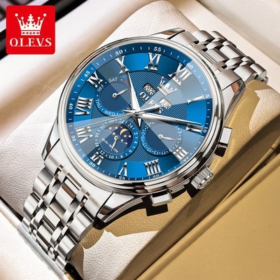 OLEVS Moon Phase Automatic Mechanical Watch Business Wristwatch for Men