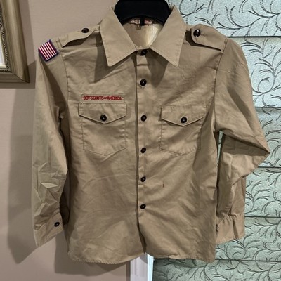 Boy Scout BSA UNIFORM Tan SHIRT Youth Large Size 16 Long Sleeve J27