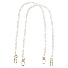 2 Pack 47" Imitation Pearl Purse Strap with Swivel Clasp Golden 