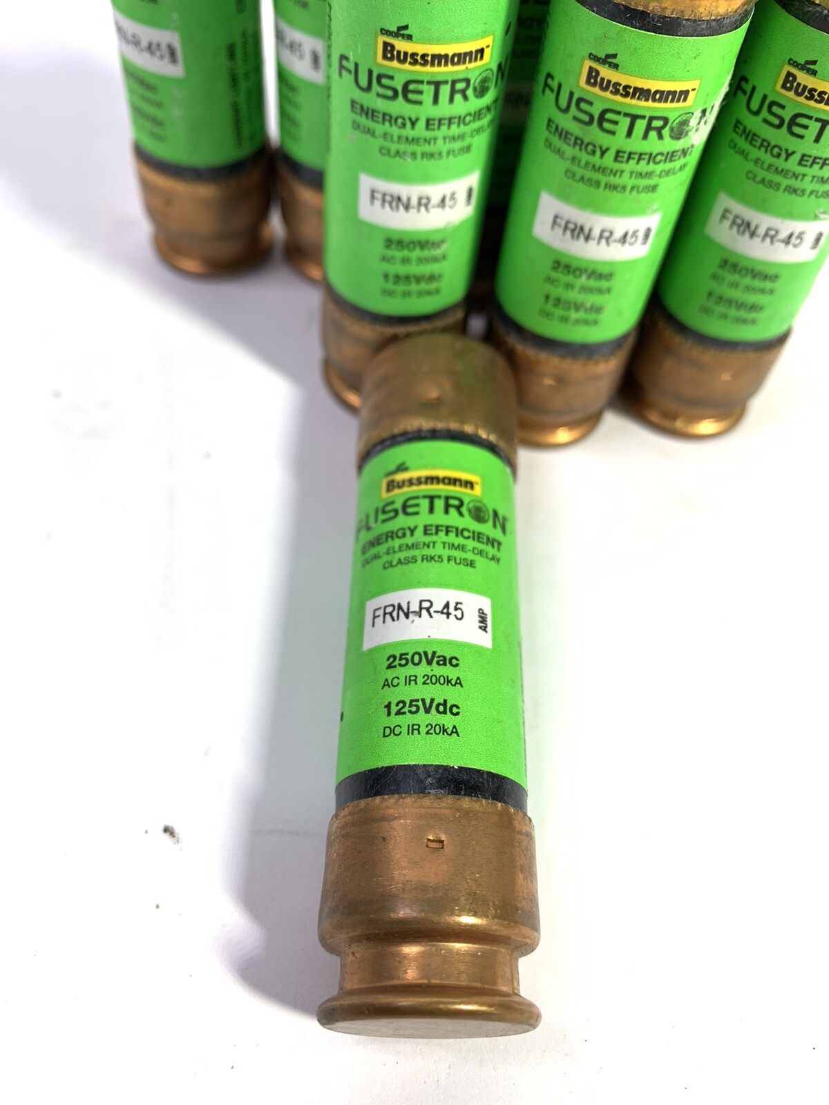 Qty-9 NOS Bussmann Fusetron FRN-R-45 Time Delay Dual Element 250V-45 Amp Fuse