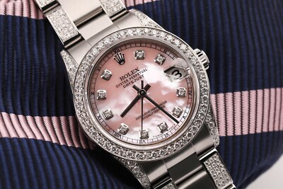 Rolex Datejust 31 mm Oyster Perpetual Pink Diamond Dial Steel Diamond Watch