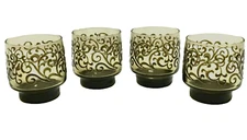 Vintage Libbey Set of 4 Prado Tawny Old Fashioned Rocks Low Ball Glasses Scroll