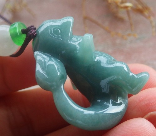 Video Certified Icy Green Natural A Jade jadeite Pendant Charmander 699546 AS - Picture 6 of 11