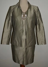 Kasper Straight Skirt 3 Piece Suit Open Front Blazer Tank Top Textured 6P 