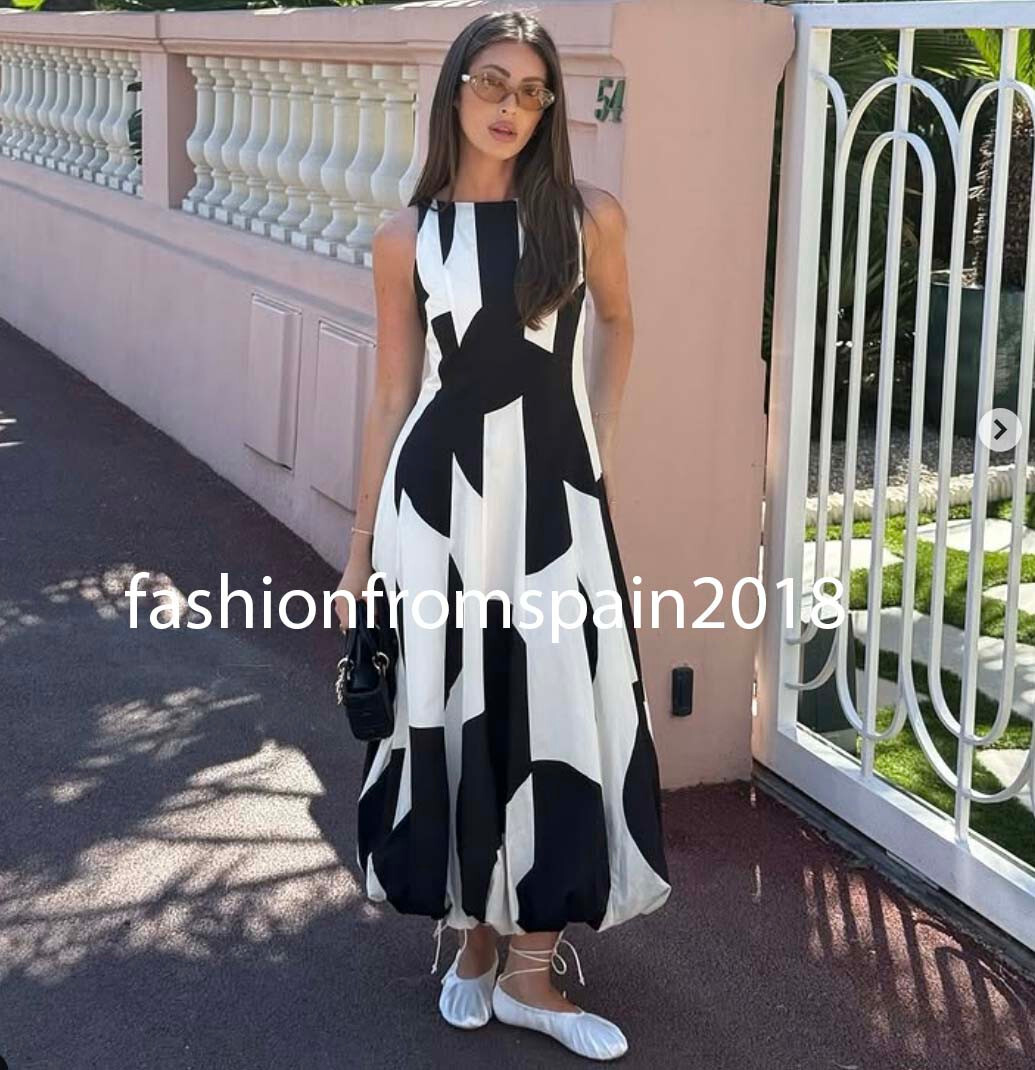 ZARA NEW WOMAN MIDI BOAT NECK ZW COLL POLKA DOT BALLOON