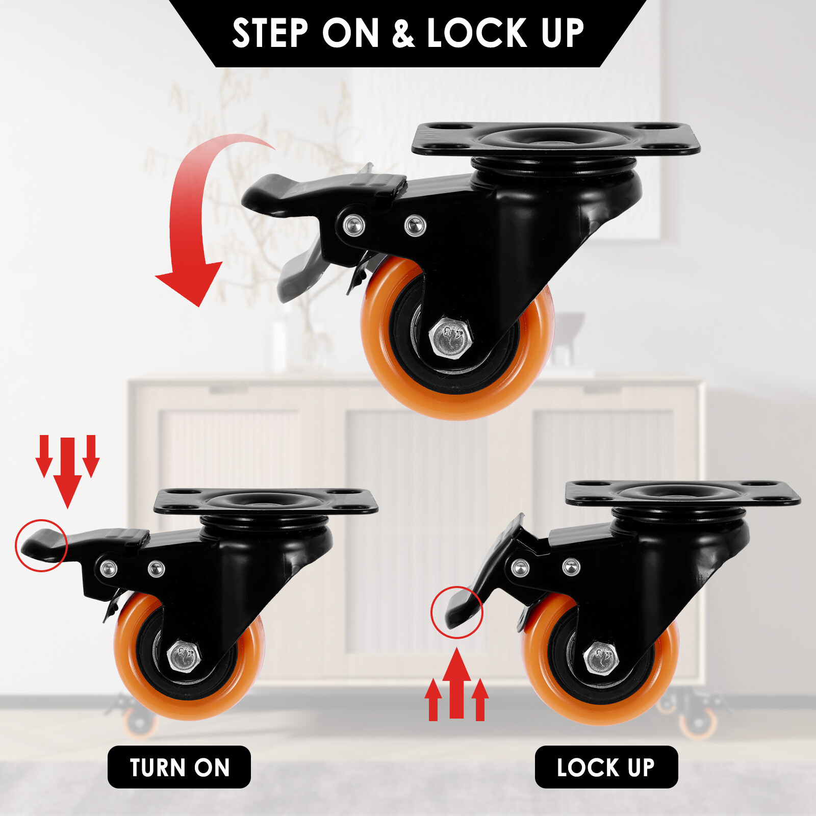 SagaSave 2 Inch Heavy Duty Casters 4-Pack - 10kg Load Ball Bearing Wheels For Furniture & Carts - View #2