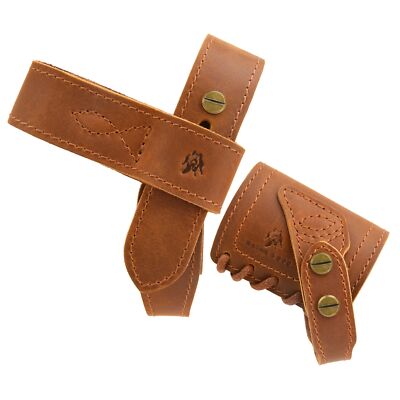 Combo of Full Leather Rifle No Drill Harnessed Butt Cover + Sling Loop