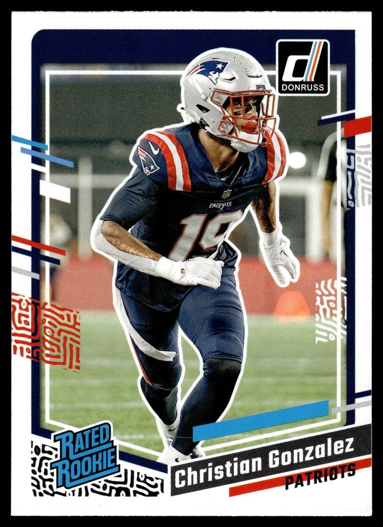 2023 Donruss Christian Gonzalez 369   Rated Rookie New England Patriots