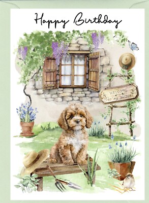 Cavapoo Doodle Hund gemischter Rassen (4''x 6'') Geburtstagskarte innen leer - von Starprint