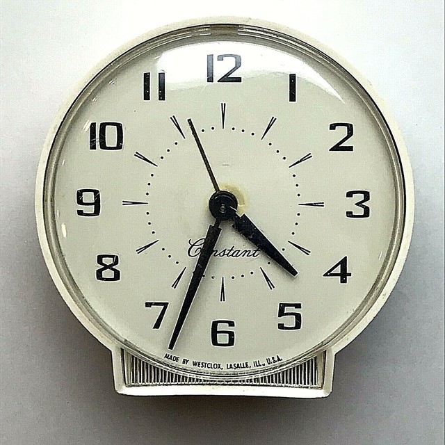 Westclox Constant Alarm Clock White Round Analog Dial Vintage eBay