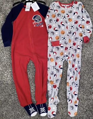 Absorba  2 Pack Blanket Sleeper Sports Pajamas Footed with zipper. Size 5t