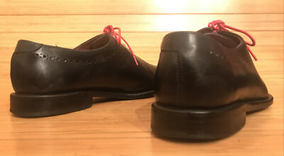 Allen Edmonds Manhattan Black Leather Dress Shoes, Red Laces  display picture 2