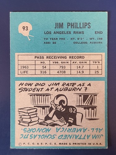 Tarjetas de fútbol americano Philadelphia 1964 completan el conjunto que elijas #1 - 98 - Imagen 185 de 195