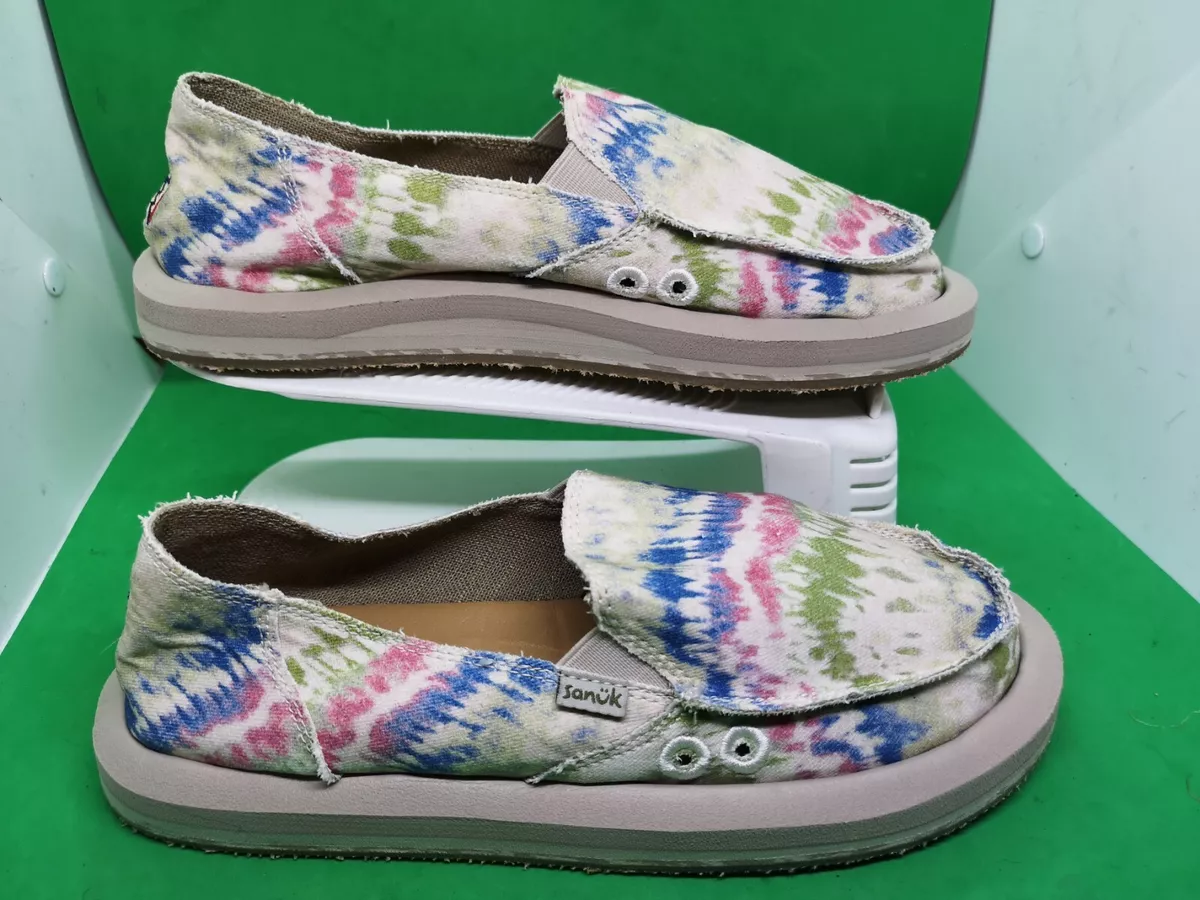 Sanuk x Grateful Dead Donna ST Tie Dye Hemp Shoes Womens Size 8