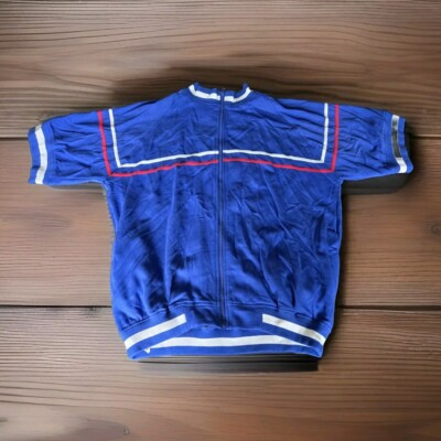 JORDAN CRAIG Royal Blue Red White Stripe Full Zip Short Sleeve