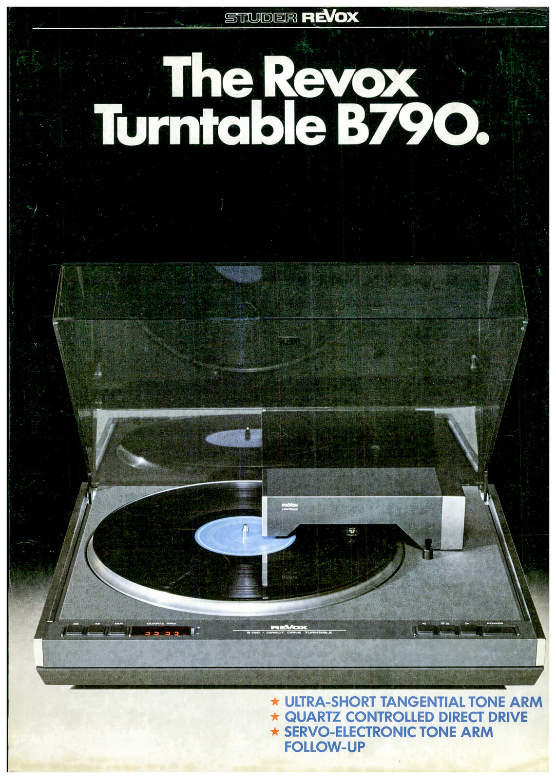Revox B790 Turntable Dealer Data / Spec Sheet Brochure  *Original*