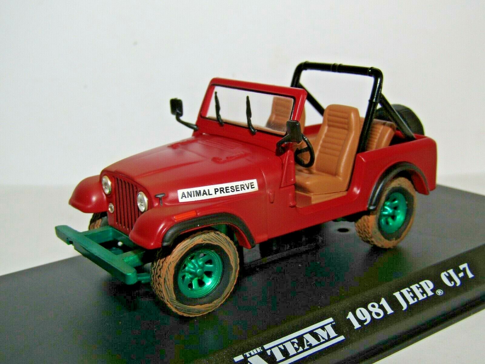 GREENLIGHT 1981 JEEP CJ-7 THE A TEAM 1/43 86258 CHASE VERSION GREEN WHEELS