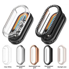 Diamonds Protective Case Half-Wrap Bumper Cover for Mi Band 9/9 NFC Smartwatch