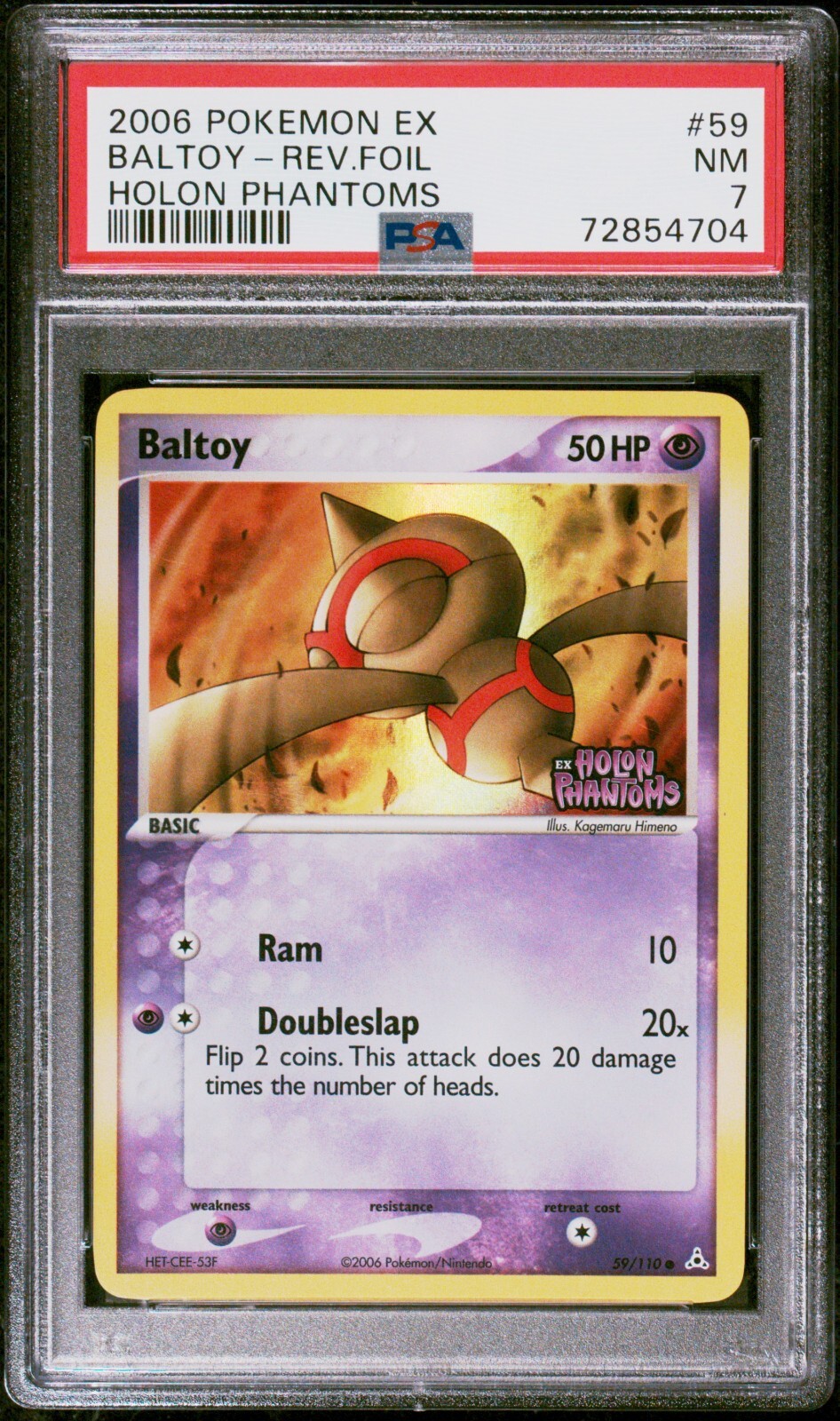 Pokemon Card Baltoy 59/110 Reverse Holo EX Holon Phantoms PSA 7 NM