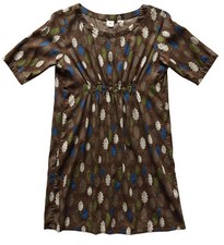 ORLA KIELY x Uniqlo Tunic Dress Half-Sleeve Brown Tree Print / Cotton-Rayon Sz S