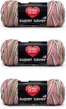 Super Saver Yarn, 3 Pack, Pink Camo 3 Count
