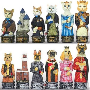Italfama Scacchi Artistici Tematici Figure Di Cani E Di Gatti Re H Cm 8 Ebay