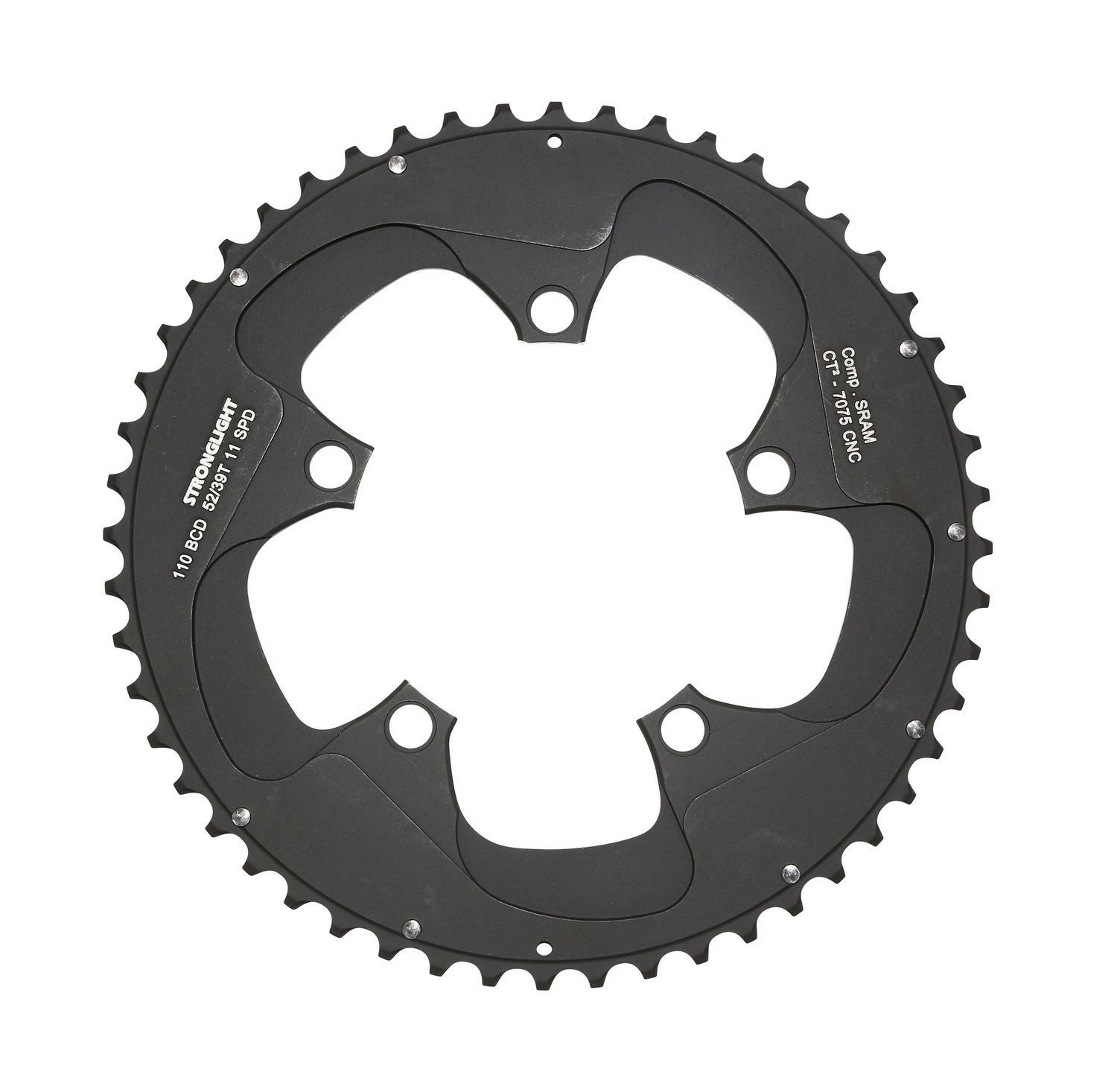 Plateau Route Stronglight CT2 Noir 52 Dents 110mm pour Transmission 11 Vitesses