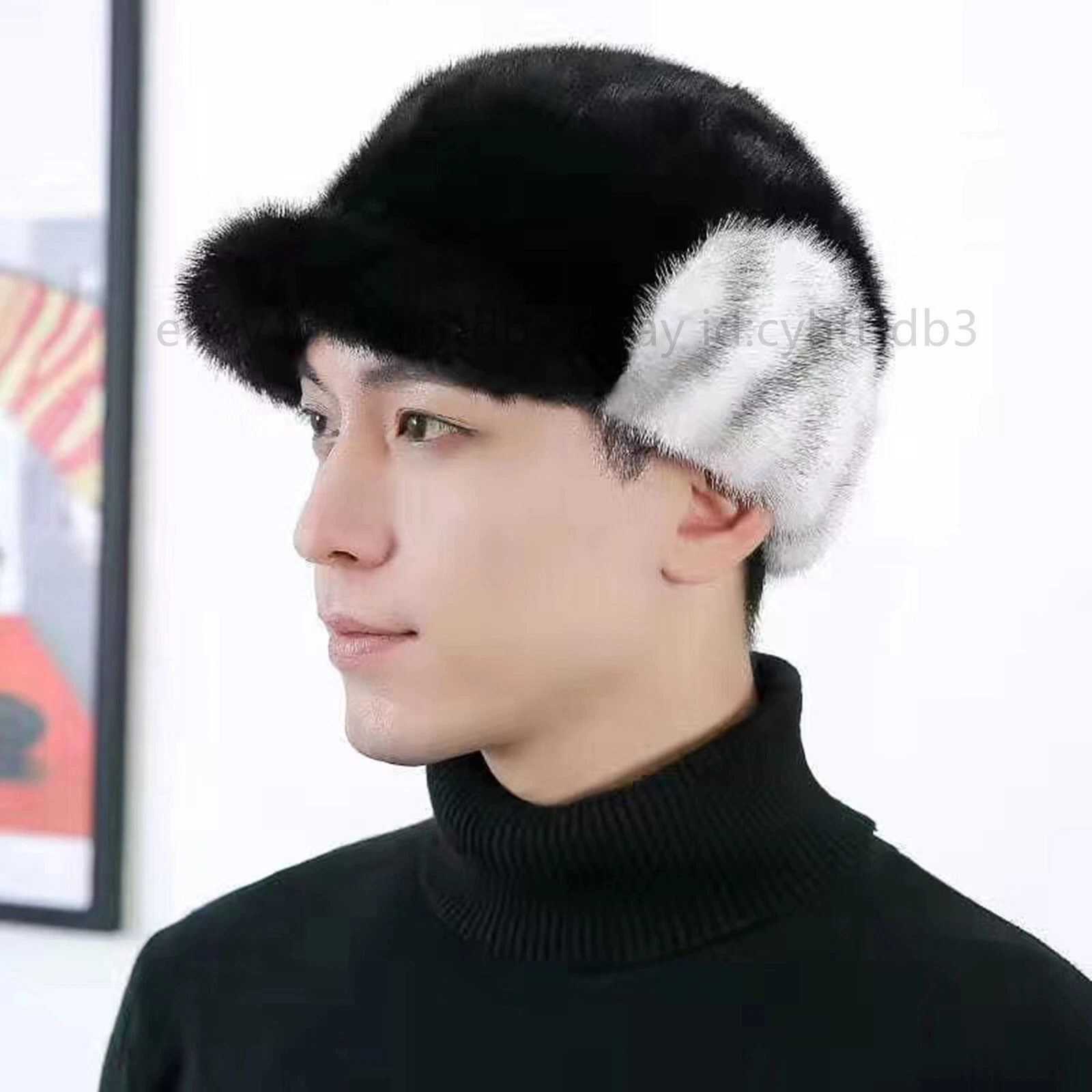 New Men's Real Mink Fur Hat Thicken Winter Warm Baseball Cap Fashion Outdoor