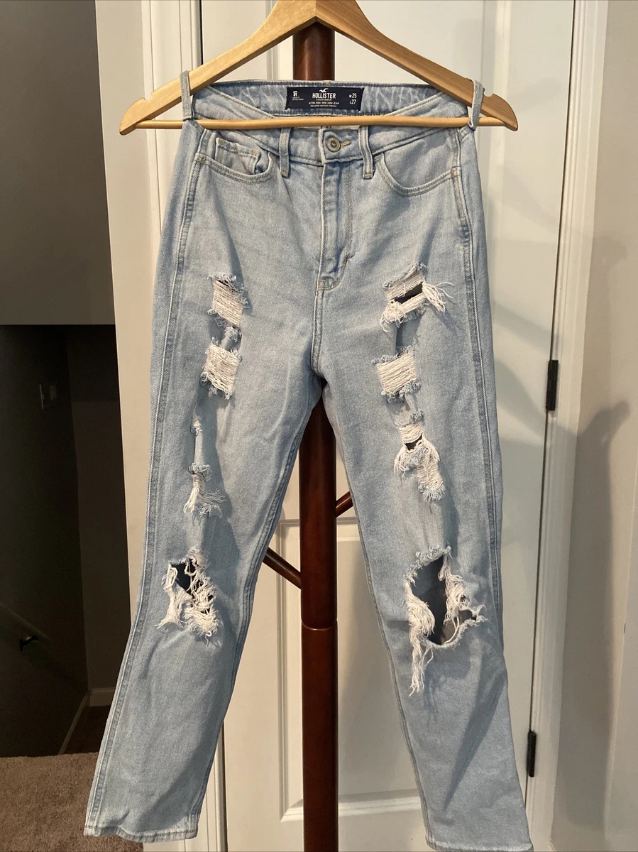 Hollister light wash mom jeans 2025